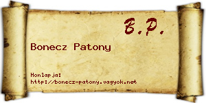Bonecz Patony névjegykártya